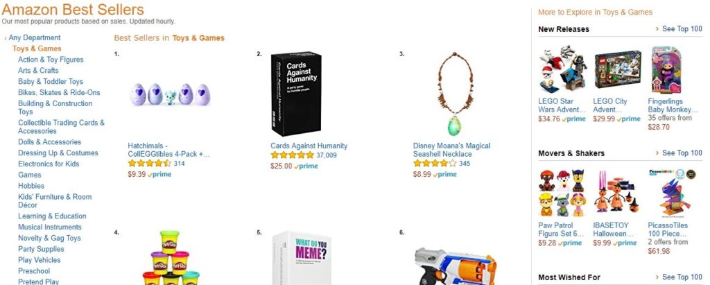 this is an image from Amazon showing how I used Amazon best sellers to find products for my Shopify eCommerce store