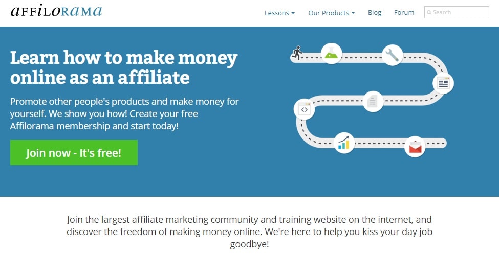 affilorama home page affiliate marketing course