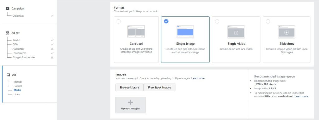 facebook ad choose how you would like your ad to look-min