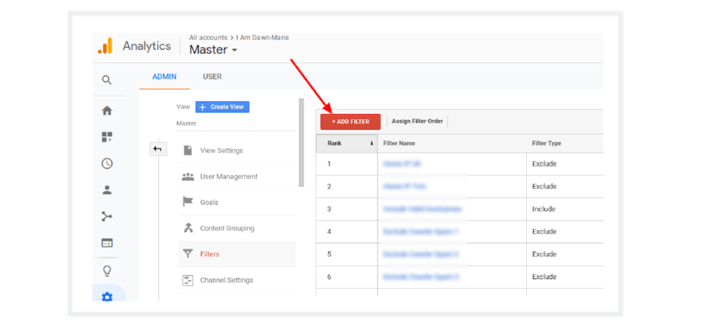 adding a filter on google analytics for bloggers