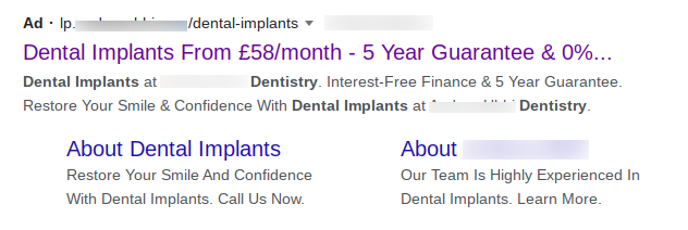 example dental google ad