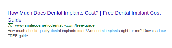 an example of a better dental google ad